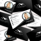 Modernes Black & White Real Anwesen Agent Foto Visitenkarte