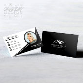 Modernes Black & White Real Anwesen Agent Foto Visitenkarte
