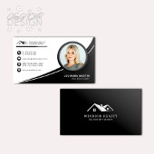 Modernes Black & White Real Anwesen Agent Foto Visitenkarte