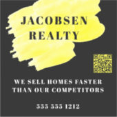 Modernes Black Yellow Business QR Code Marketing Aufkleber (Vorderseite)