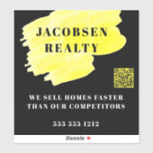 Modernes Black Yellow Business QR Code Marketing Aufkleber (Blatt)