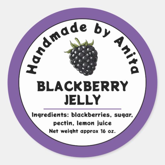 Modernes BlackBerry-Jam- oder Jelly-Canning-Jar-La Runder Aufkleber (Vorderseite)