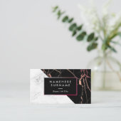 Modernes BlackPink u. weiße MarmorVisitenkarte Visitenkarte (Stehend Vorderseite)