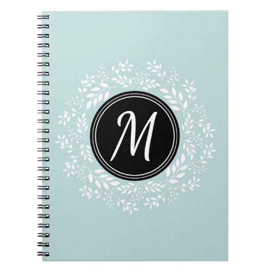 Modernes, blass blauer Blumenkraut mit benutzerdef Notizblock (Vorderseite)