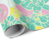 modernes Blatt-, Knospen- und Blume-Packpapier Geschenkpapier (Rolleneckpunkt)