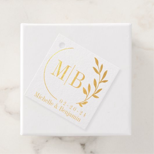 Modernes Blatt Monogram Fovor Tag (Mit Box)