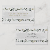 Modernes Blätterteig eucalyptus grau, elegant Visitenkarte (Vorne/Hinten)