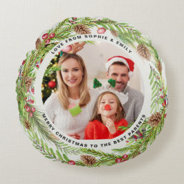 Modernes Blattwerk elegant Eukalyptus Weihnachten Rundes Kissen