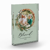 Modernes Blattwerk mit stilvollem, gesegnetes Dreh Fotoblock (Links)