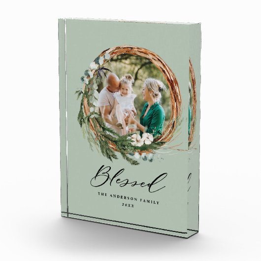 Modernes Blattwerk mit stilvollem, gesegnetes Dreh Fotoblock (Rechts)