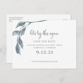 Modernes Blau ändert das Datum Hochzeit Save the D Ankündigungspostkarte (Vorne/Hinten)