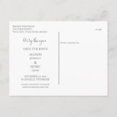 Modernes Blau ändert das Datum Hochzeit Save the D Ankündigungspostkarte (Rückseite)