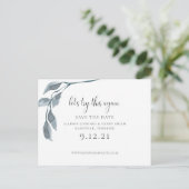 Modernes Blau ändert das Datum Hochzeit Save the D Ankündigungspostkarte (Stehend Vorderseite)