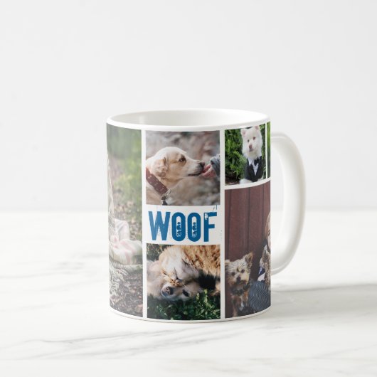 Modernes Blau Behielt ruhige Barke auf Hund 7 Foto Kaffeetasse (VorderseiteRechts)