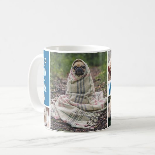 Modernes Blau Behielt ruhige Barke auf Hund 7 Foto Kaffeetasse (Vorderseite Links)