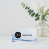 Modernes Blau bewegt Visitenkarte wellenartig (Stehend Vorderseite)