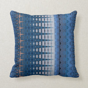 Modernes, blau-braunes Design Kissen