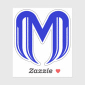 Modernes Blau Buchstabe M Minimal  Aufkleber (Blatt)