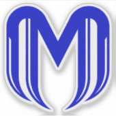 Modernes Blau Buchstabe M Minimal  Aufkleber (Vorderseite)