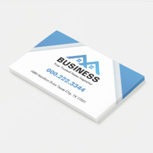 Modernes Blau-Dach-Haus-Logo Immobilien Post-it Klebezettel