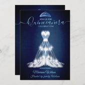 Modernes, blau-dekoriertes Kleid um Mitternacht ti Einladung (Vorne/Hinten)