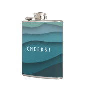 Modernes Blau des Ozeans Flachmann (Links)