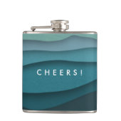 Modernes Blau des Ozeans Flachmann (Vorderseite)