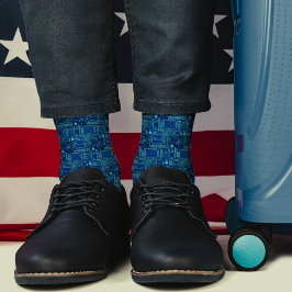 Modernes, blau gedrucktes Schaltboard Cool Geeky Socken