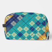 Modernes blau-gelbes Argyle-Muster Waschbeutel (Vorderseite)