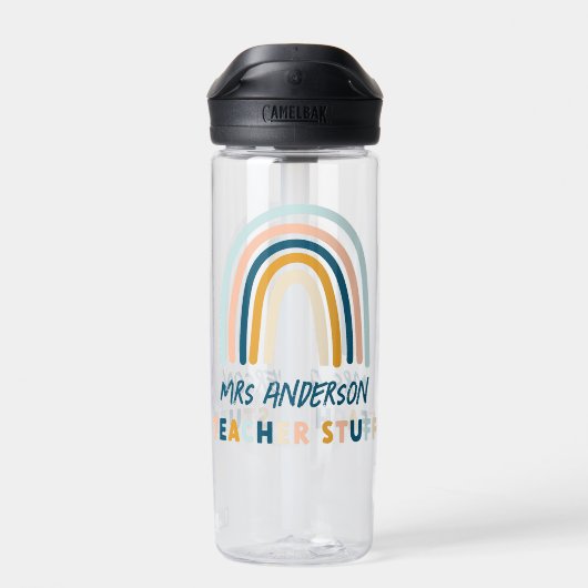 Modernes, blau-gelbes Lehrer-elegantes Regenbogeng Trinkflasche (Rückseite)