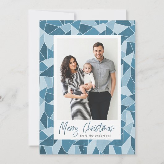 Modernes, blau gestanztes Glas Frohe Weihnachten 3 (Vorderseite)