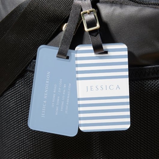Modernes, blau gestreiftes Muster Gepäckanhänger