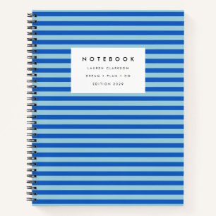 Modernes blau gestreiftes Notizbuch
