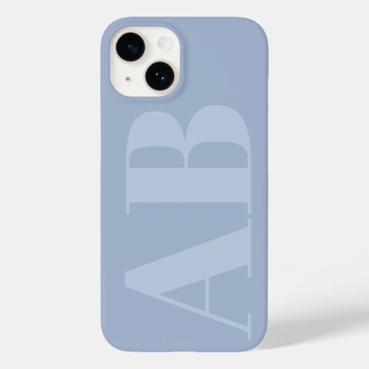 Modernes blau-graues Initial Minimal Monogram Case (Rückseite)
