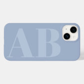 Modernes blau-graues Initial Minimal Monogram Case (Rückseite (Horizontal))