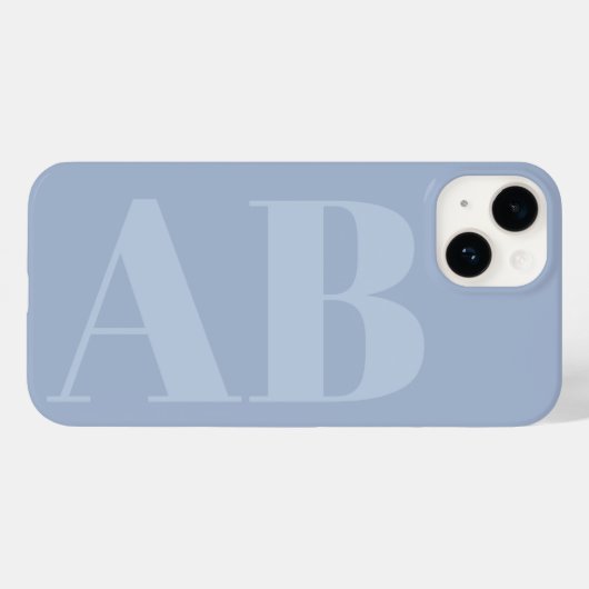 Modernes blau-graues Initial Minimal Monogram Case (Rückseite (Horizontal))