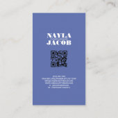 Modernes, blau-kariertes Muster QR-Code Visitenkarte (Rückseite)