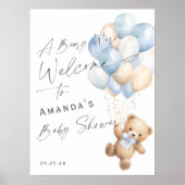 Modernes Blau können wir warten Junge Begrüßungsze Poster (Vorne)