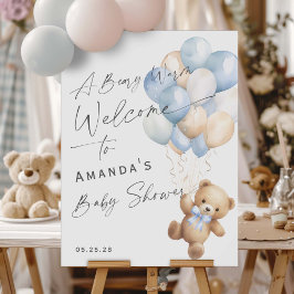 Modernes Blau können wir warten Junge Begrüßungsze Poster