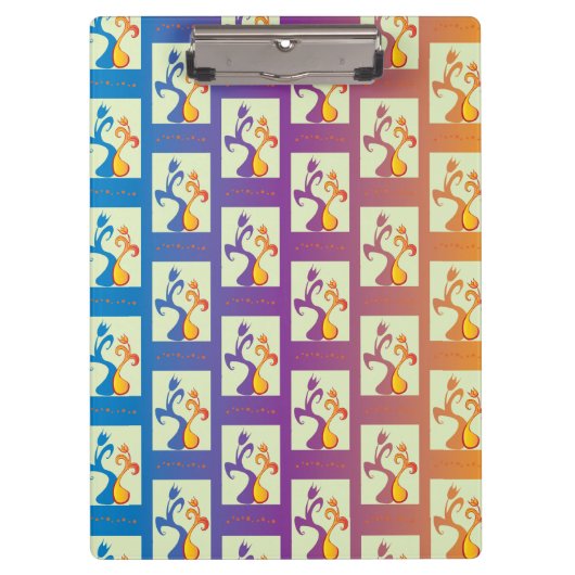 Modernes Blau, lila, orangefarbenes Tulip-Paar Klemmbrett (Vorderseite)