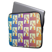 Modernes Blau, lila, orangefarbenes Tulip-Paar Laptopschutzhülle (Vorderseite Links)