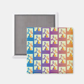 Modernes Blau, lila, orangefarbenes Tulip-Paar Magnet (Vorderseite/Rückseite)