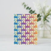 Modernes Blau, lila, orangefarbenes Tulip-Paar Postkarte (Stehend Vorderseite)