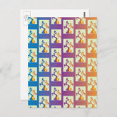 Modernes Blau, lila, orangefarbenes Tulip-Paar Postkarte (Vorne/Hinten)