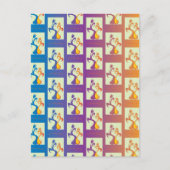 Modernes Blau, lila, orangefarbenes Tulip-Paar Postkarte (Vorderseite)