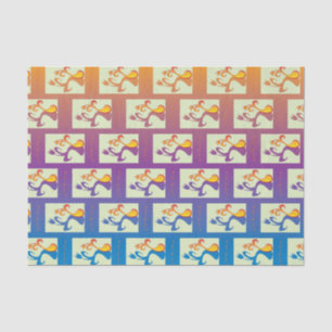 Modernes Blau, lila, orangefarbenes Tulip-Paar Seidenpapier