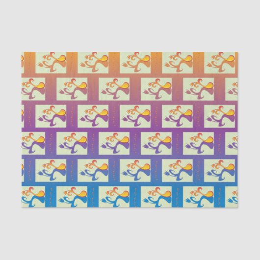 Modernes Blau, lila, orangefarbenes Tulip-Paar Seidenpapier (Vorderseite)