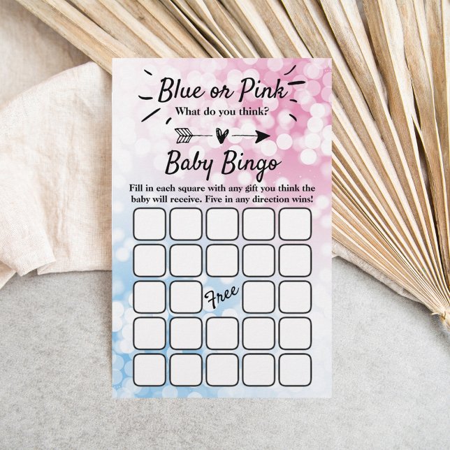 Modernes Blau oder Rosa? Party Bingo (Von Creator hochgeladen)