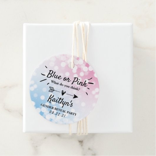 Modernes Blau oder Rosa? Party Geschenkanhänger (Beispiel)