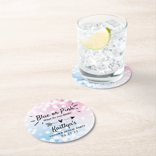 Modernes Blau oder Rosa? Party Runder Pappuntersetzer (Vor Ort)